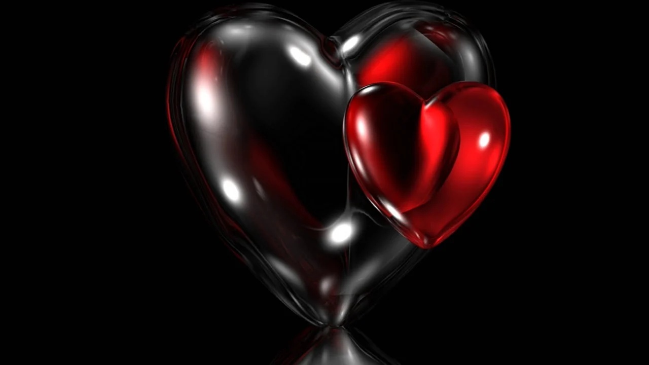 Два сердца на черном фоне