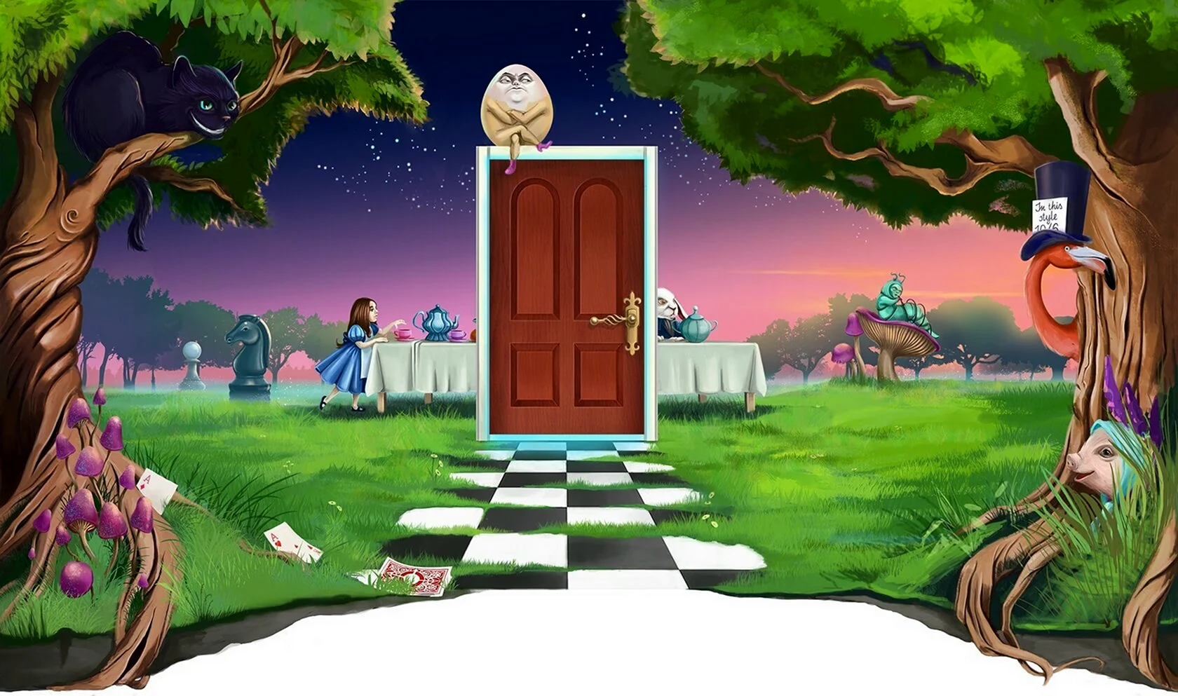 Дверь Алиса в стране чудес
