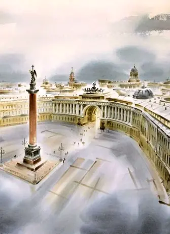 Дворцовая площадь в Санкт-Петербурге акварель
