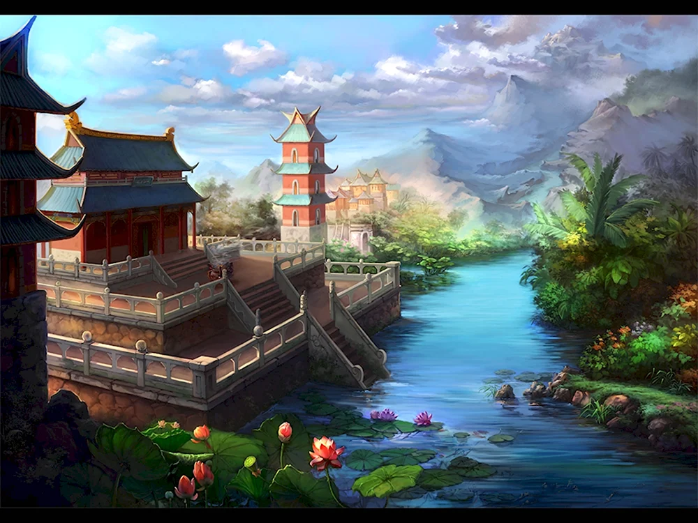 Фэнтези храм Китай