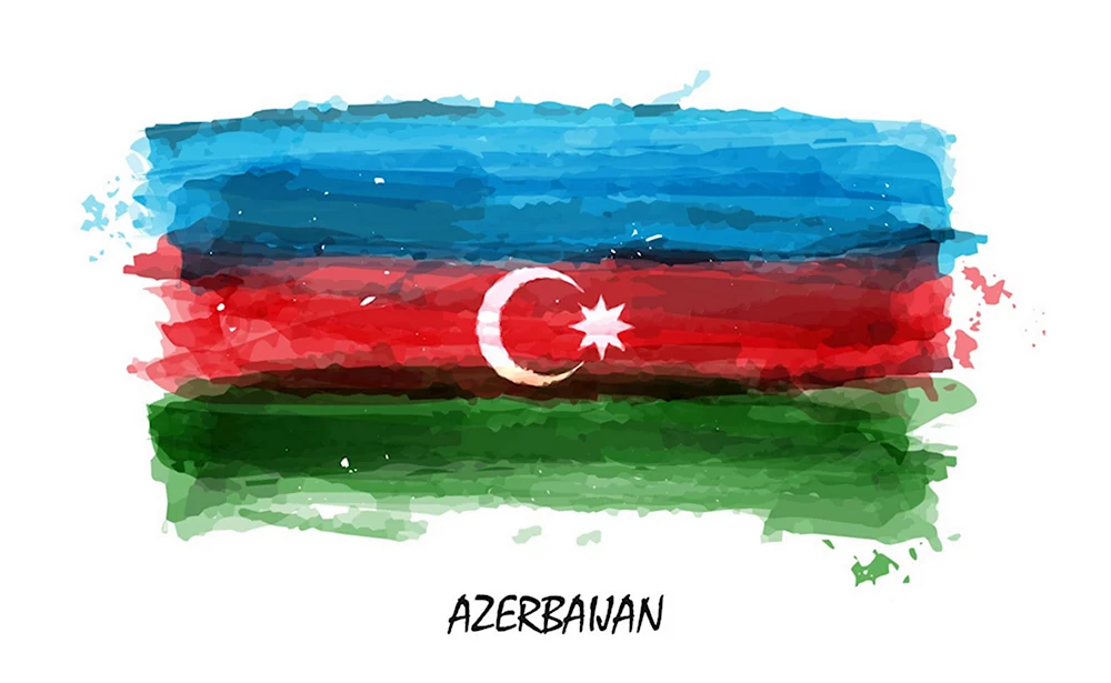 Флаг Азербайджана красками