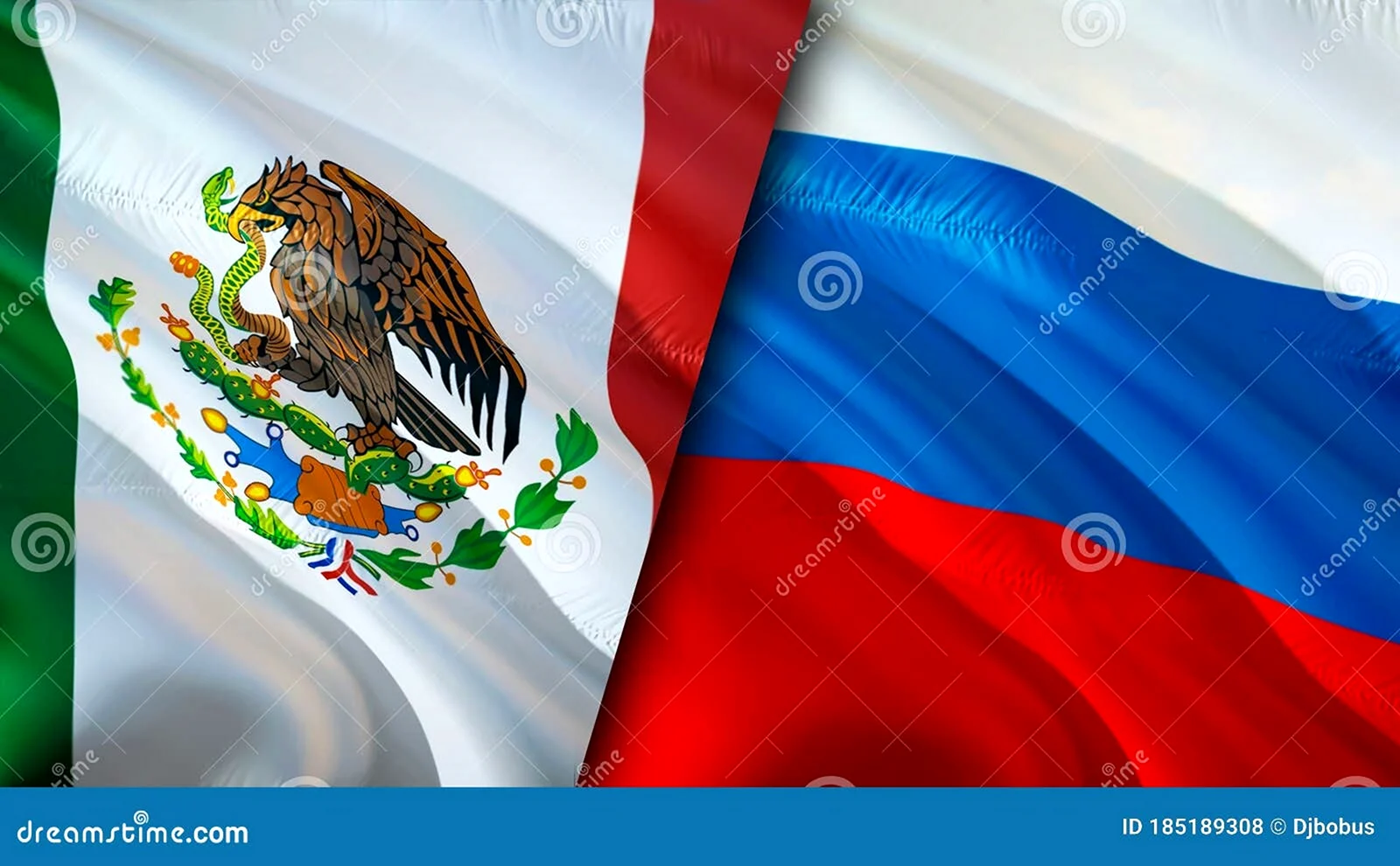 Флаг России и Мексики