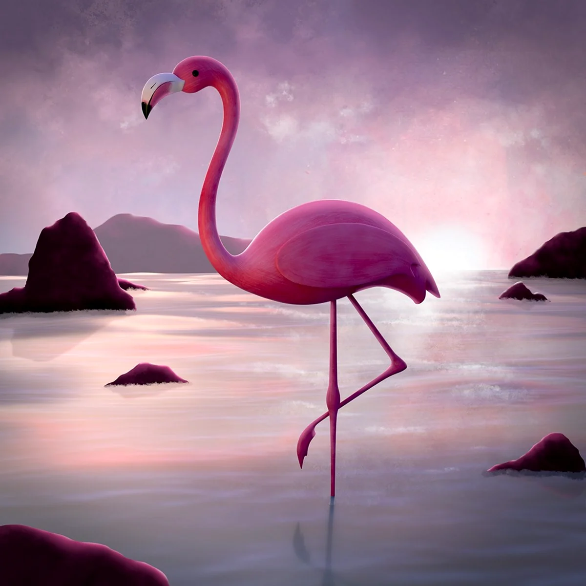Фламинго 3д арт