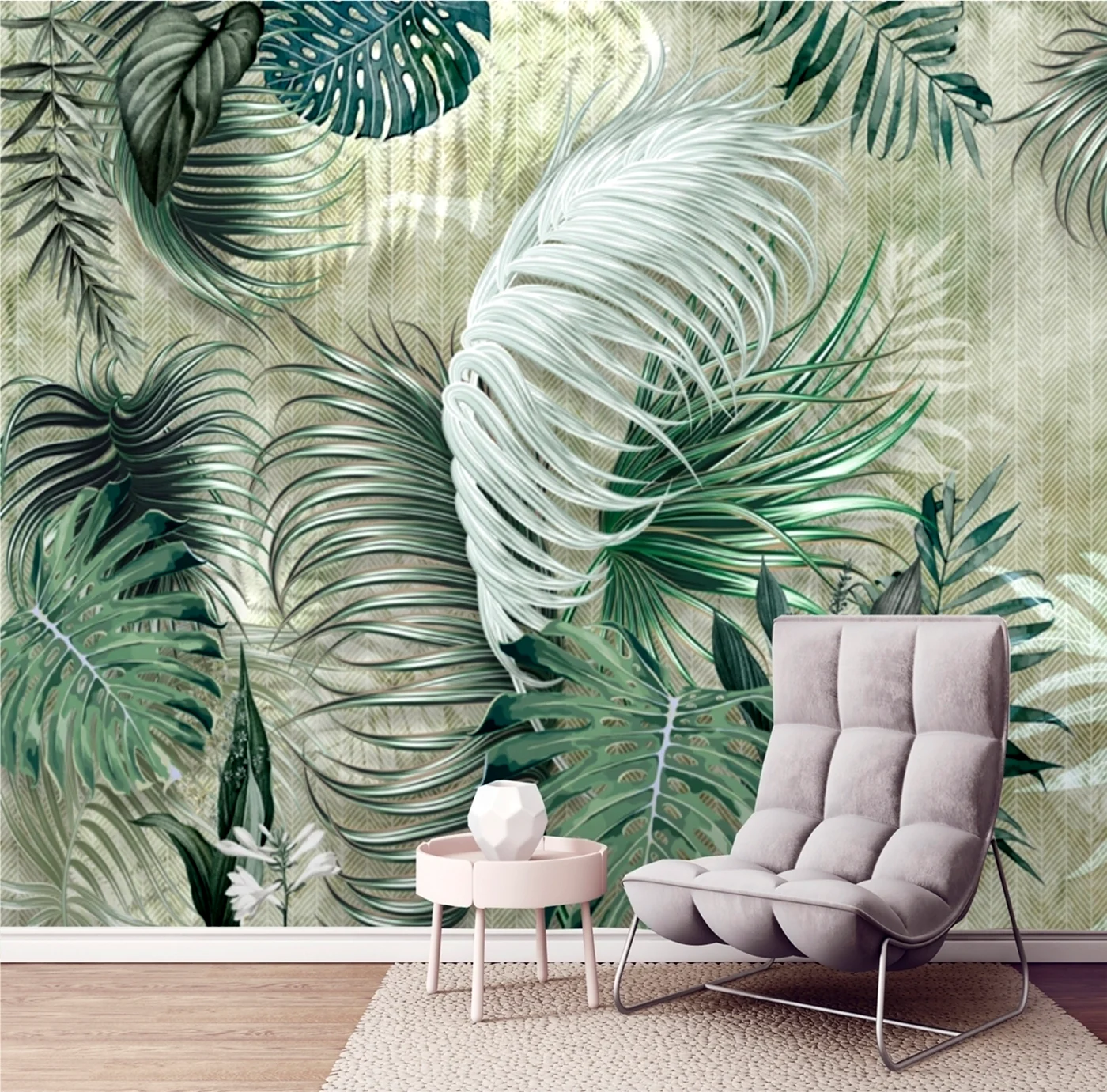 Фотообои листья пальмы в интерьере