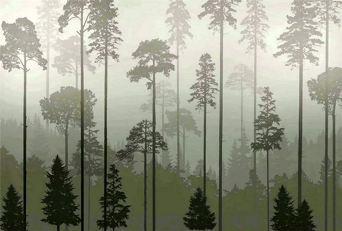 Фреска туманный лес Affresco