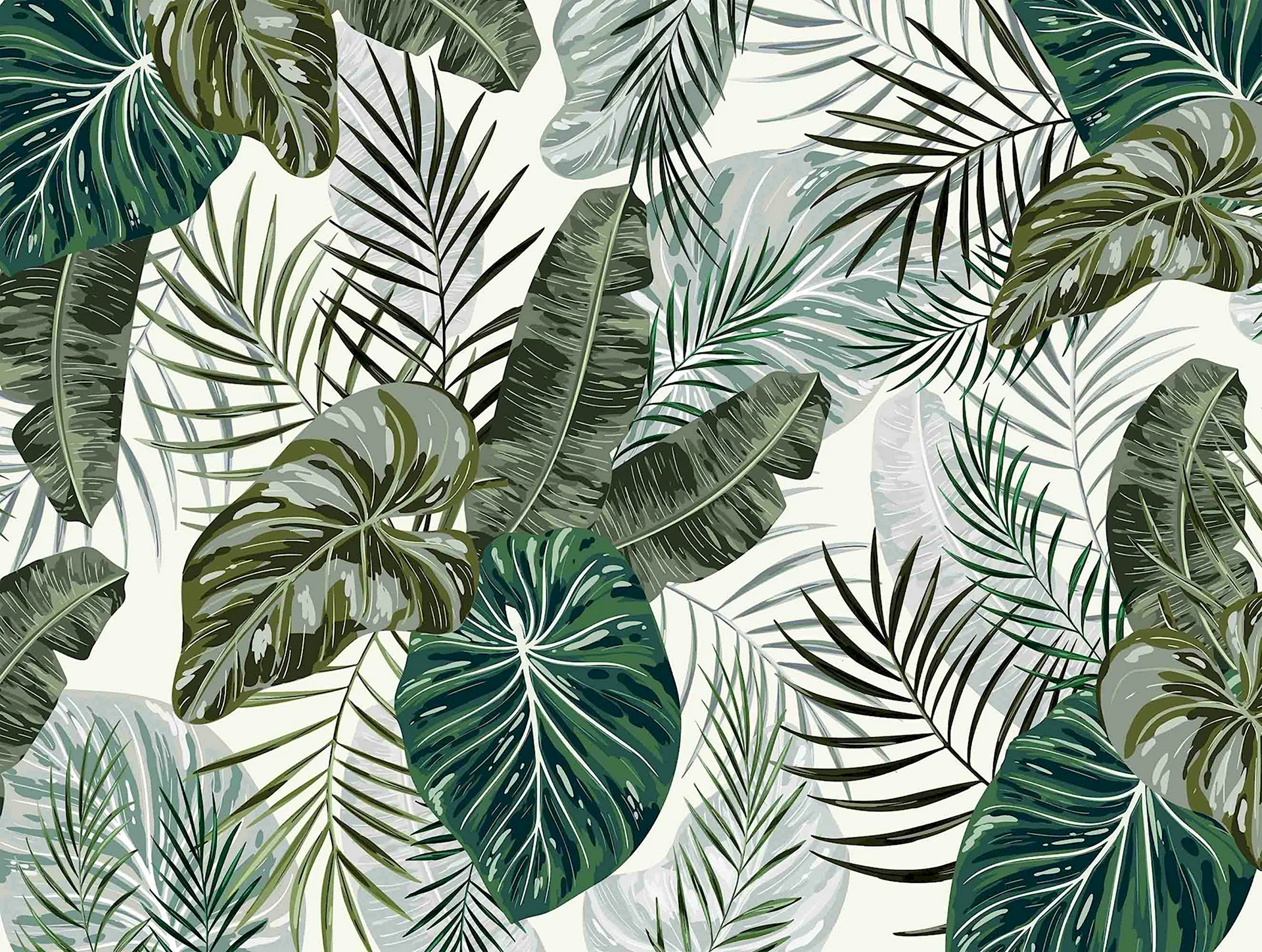Фреска «зеленые тропические листья»