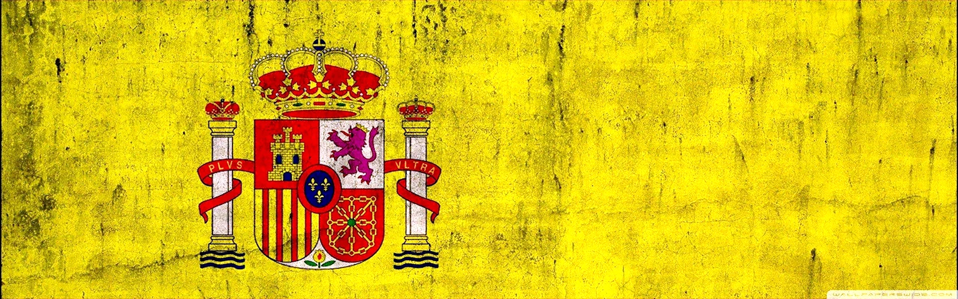 Герб Испании на желтом фоне