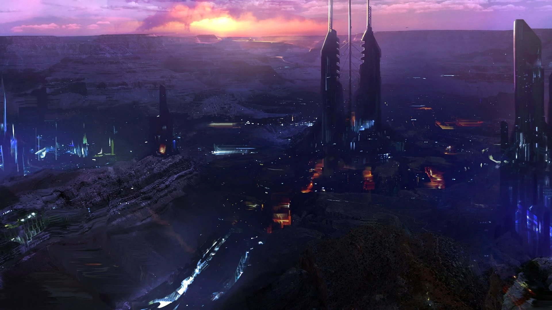 Город будущего ночью