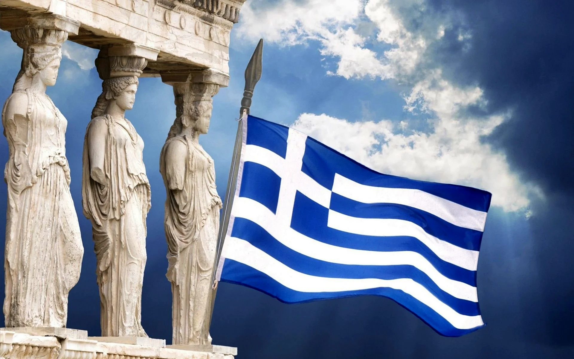 Греция флаг и Акрополь