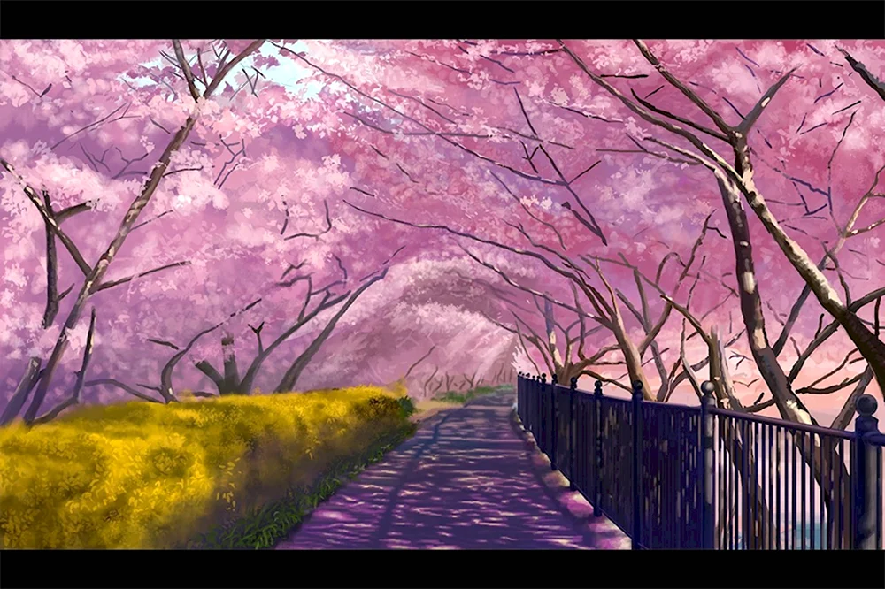 Япония Сакура аниме дерево