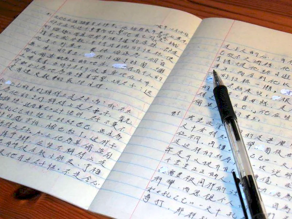 Японские записи в тетради школьные