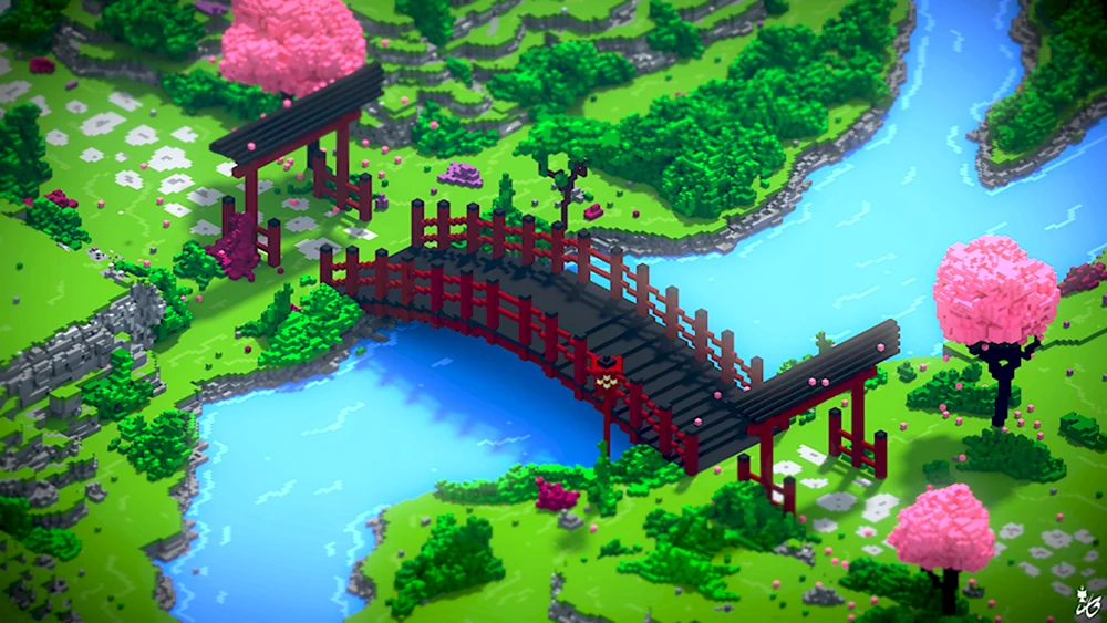 Японский мост Minecraft