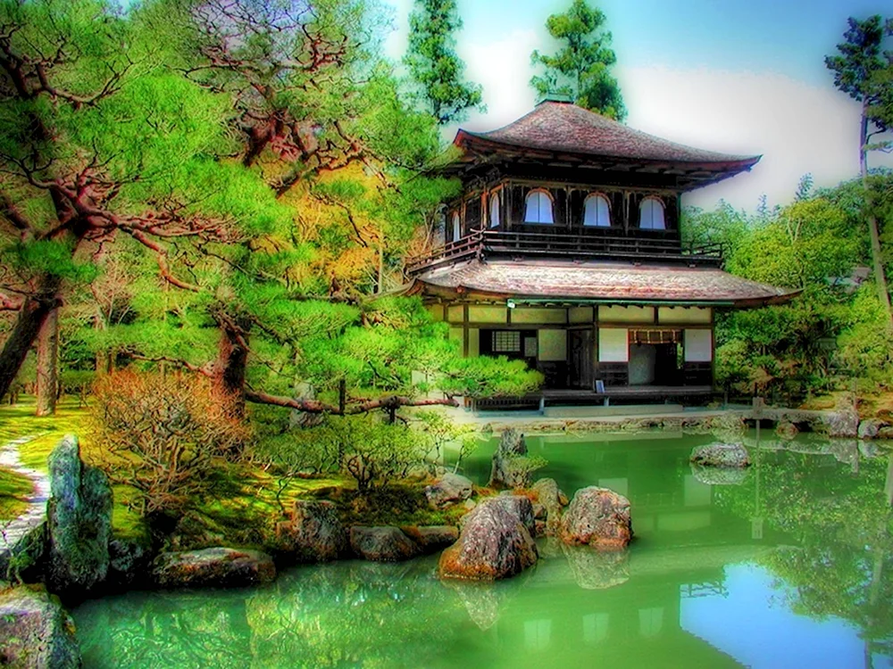 Японский сад усадьба в древней Японии
