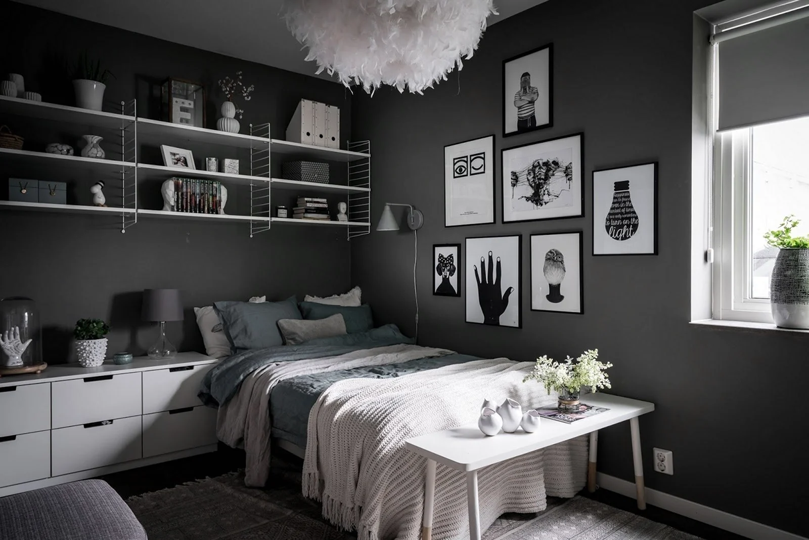 Икея стиль комнат в серых и черных тонах