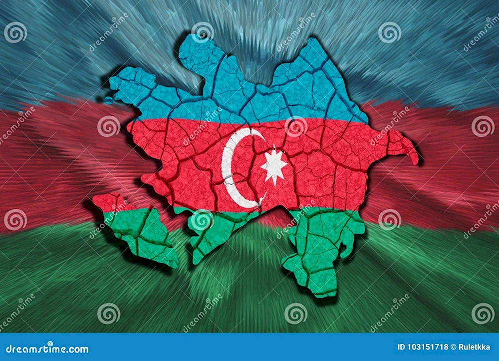 Карта Азербайджана с флагом