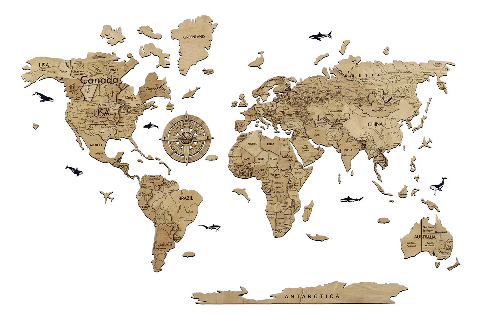 Карта мира многоуровневая 3d