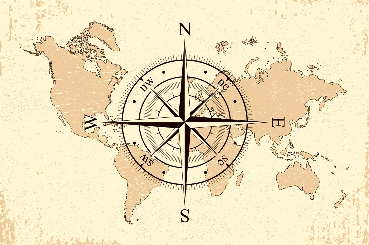 Карта мира с компасом