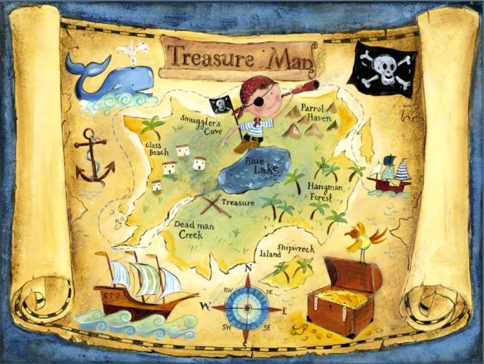 Карта пирата остров сокровищ для детей