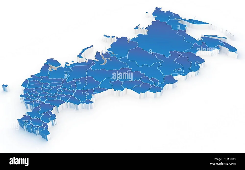 Карта России в синем цвете