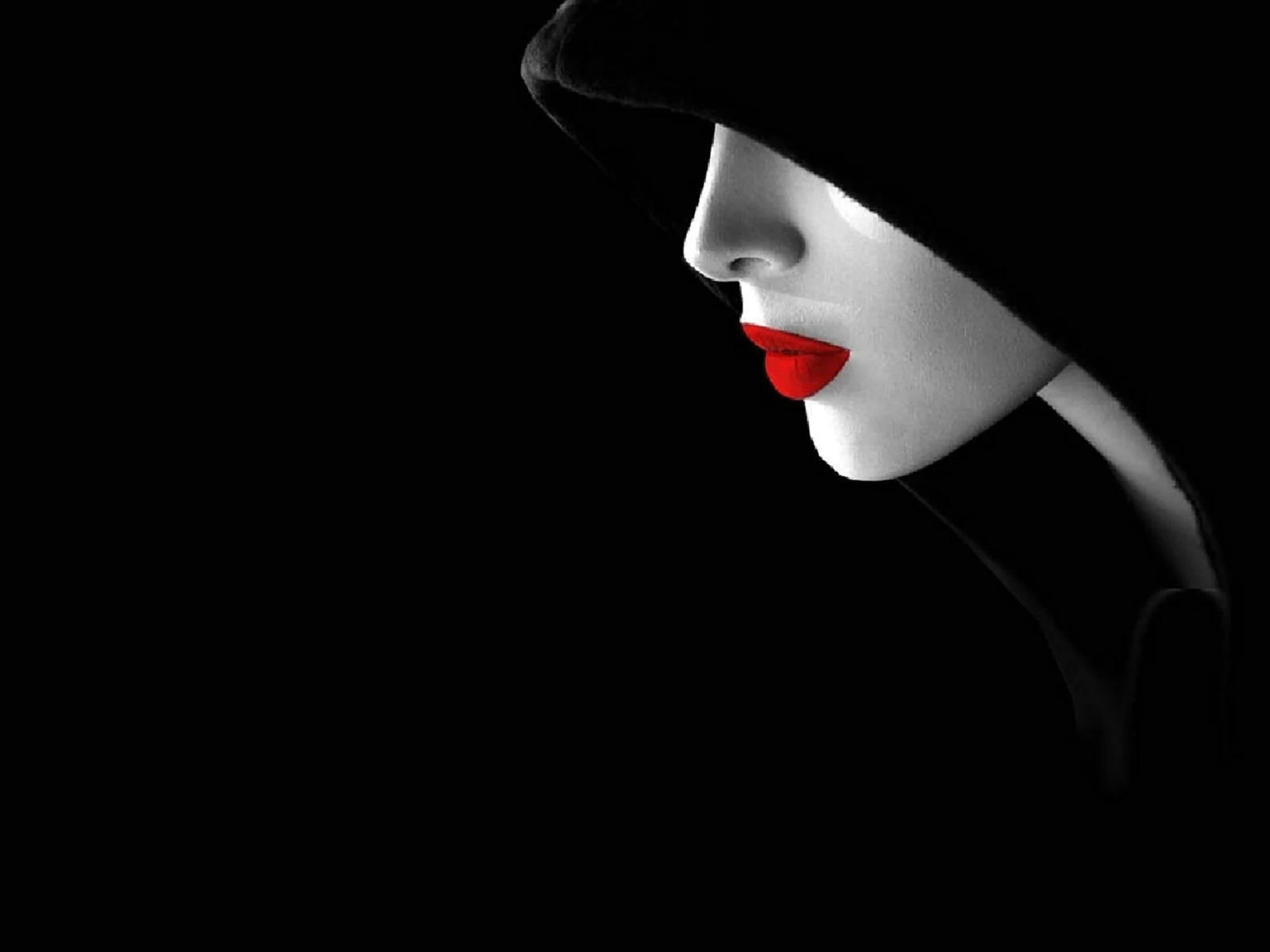 Картина девушка с красными губами
