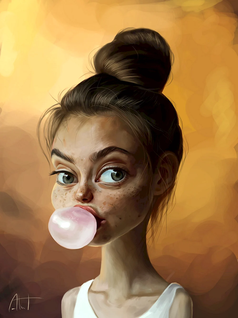 Картина девушка с жвачкой