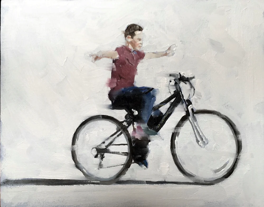 Картина мальчик на велосипеде