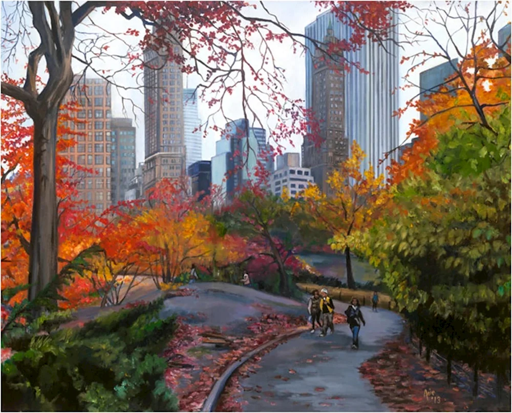 Картина маслом Нью Йорк централ парк