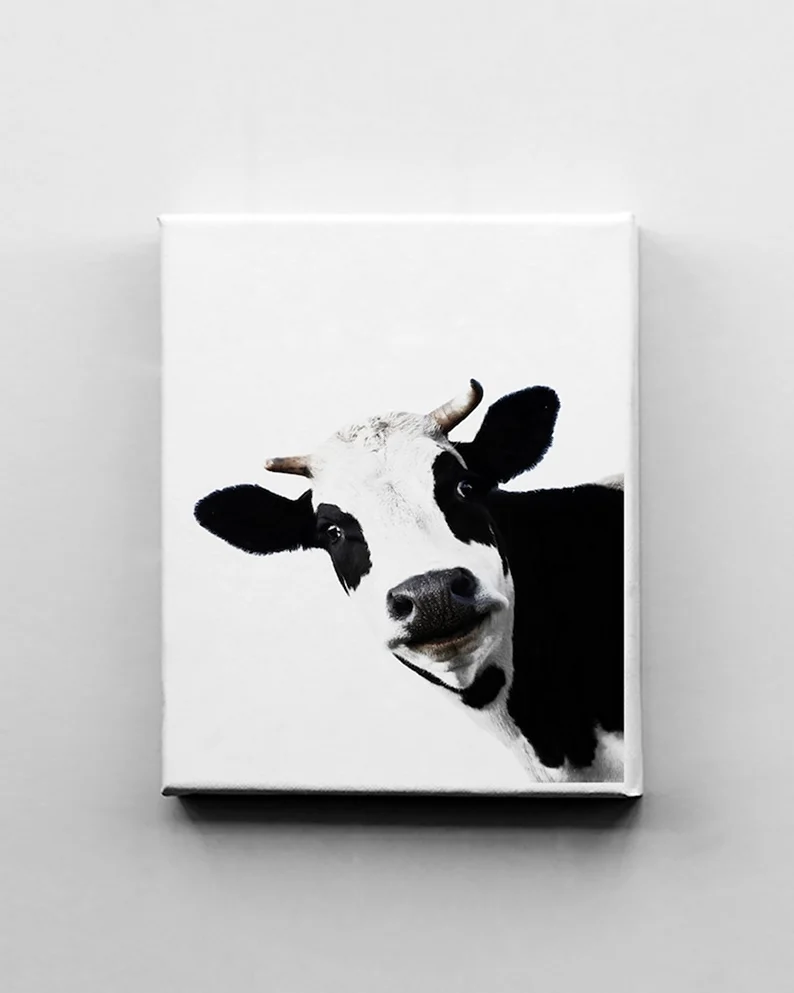 Картина с черно белым коровьим принтом