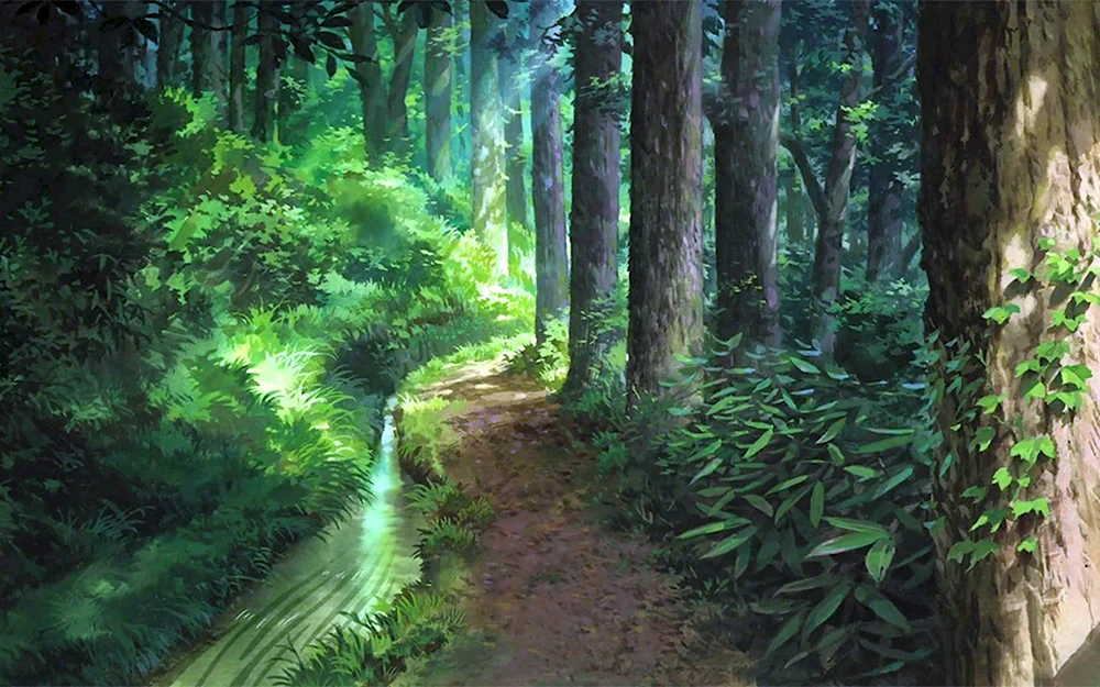 Хаяо Миядзаки пейзажи лес