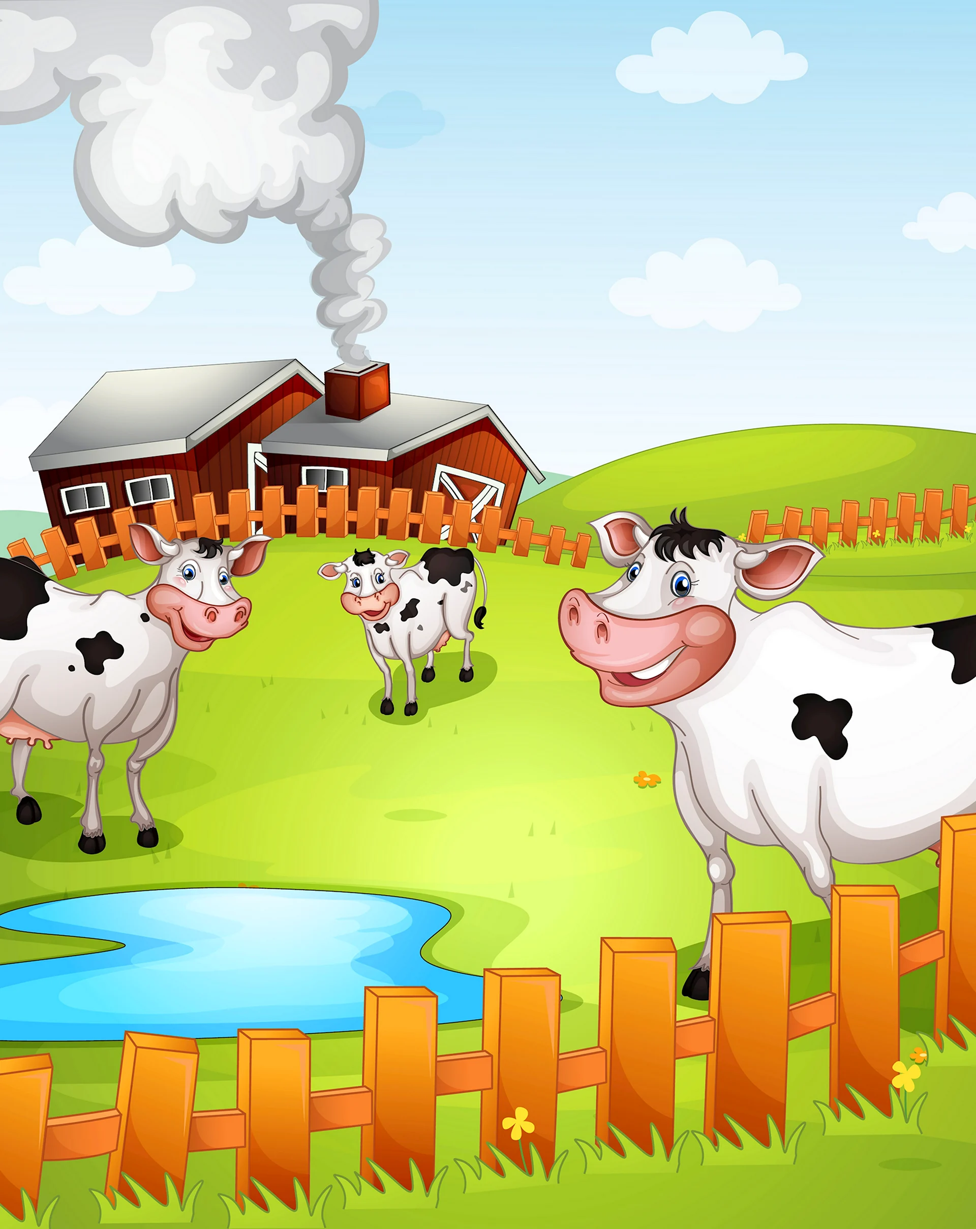 Коровы на ферме иллюстрация