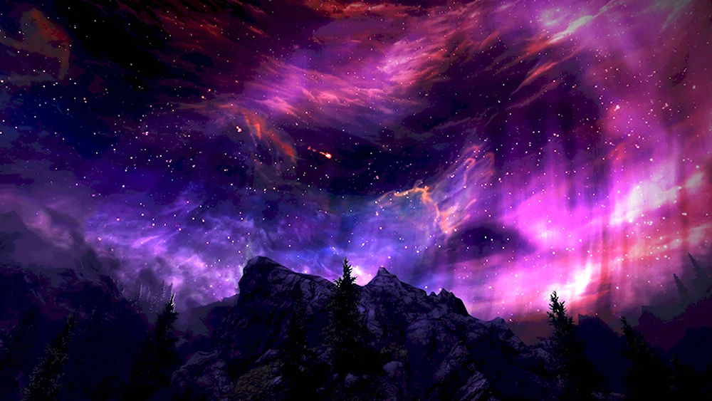 Космический пейзаж фиолетовый