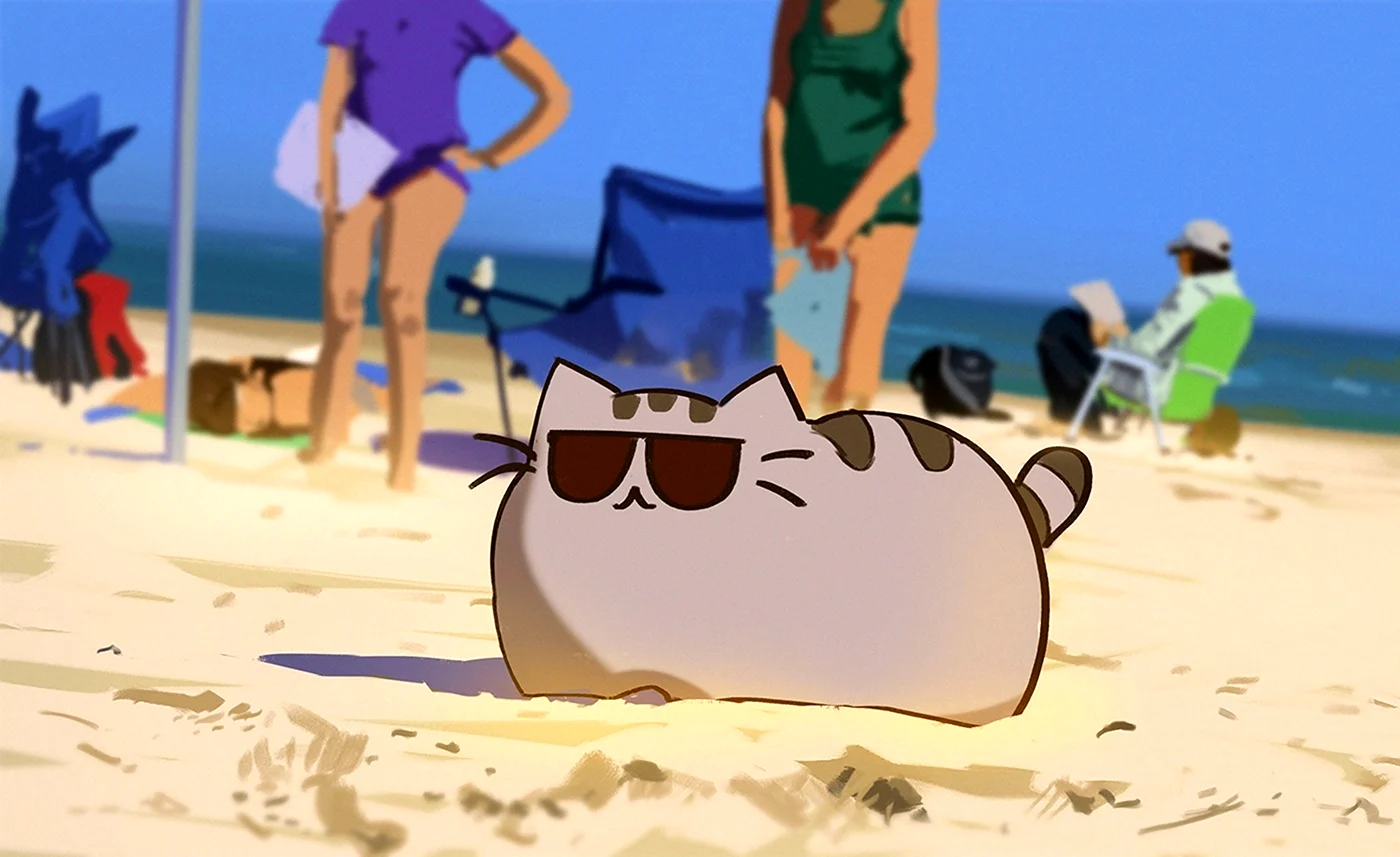 Кот Пушин на пляже