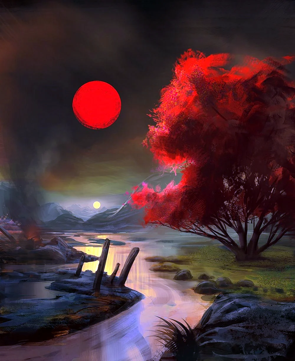 Красная Луна пейзаж