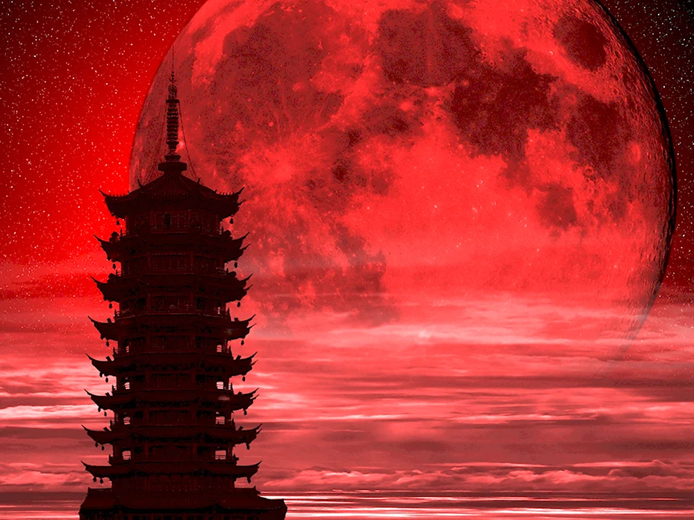 Красное крававое Луна Наруто