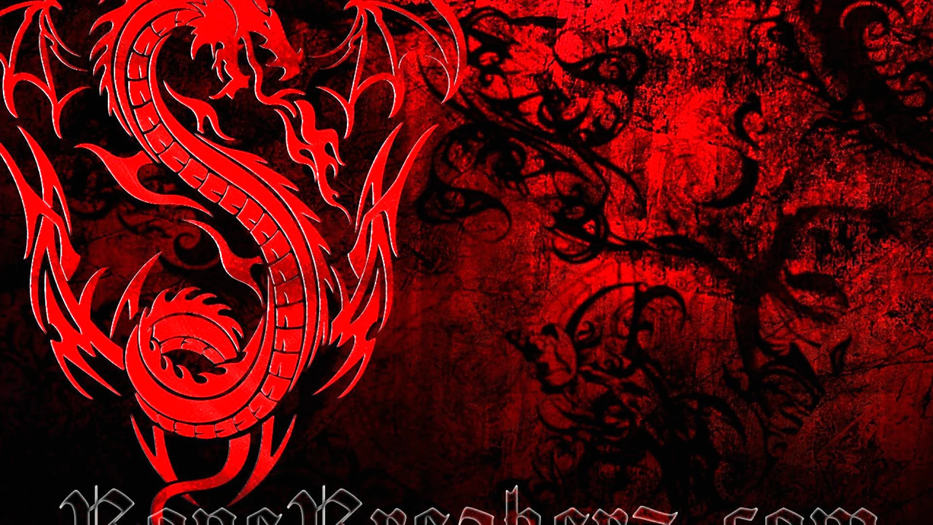 Красный дракон на черном фоне