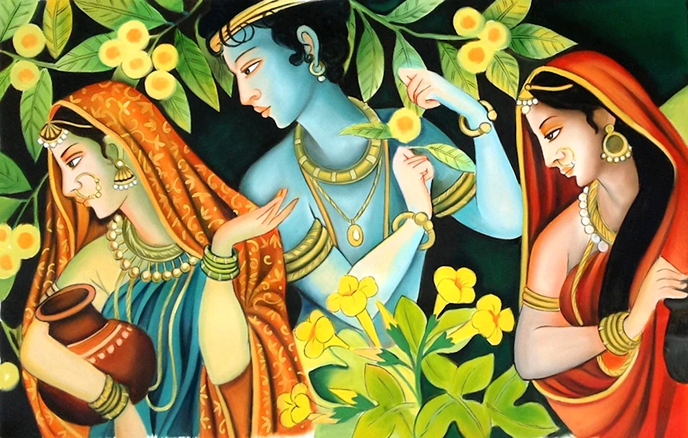 Кришна шьямасундара фреска