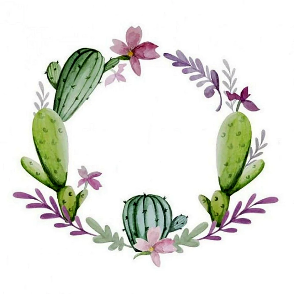 Круглая рамка из кактусов