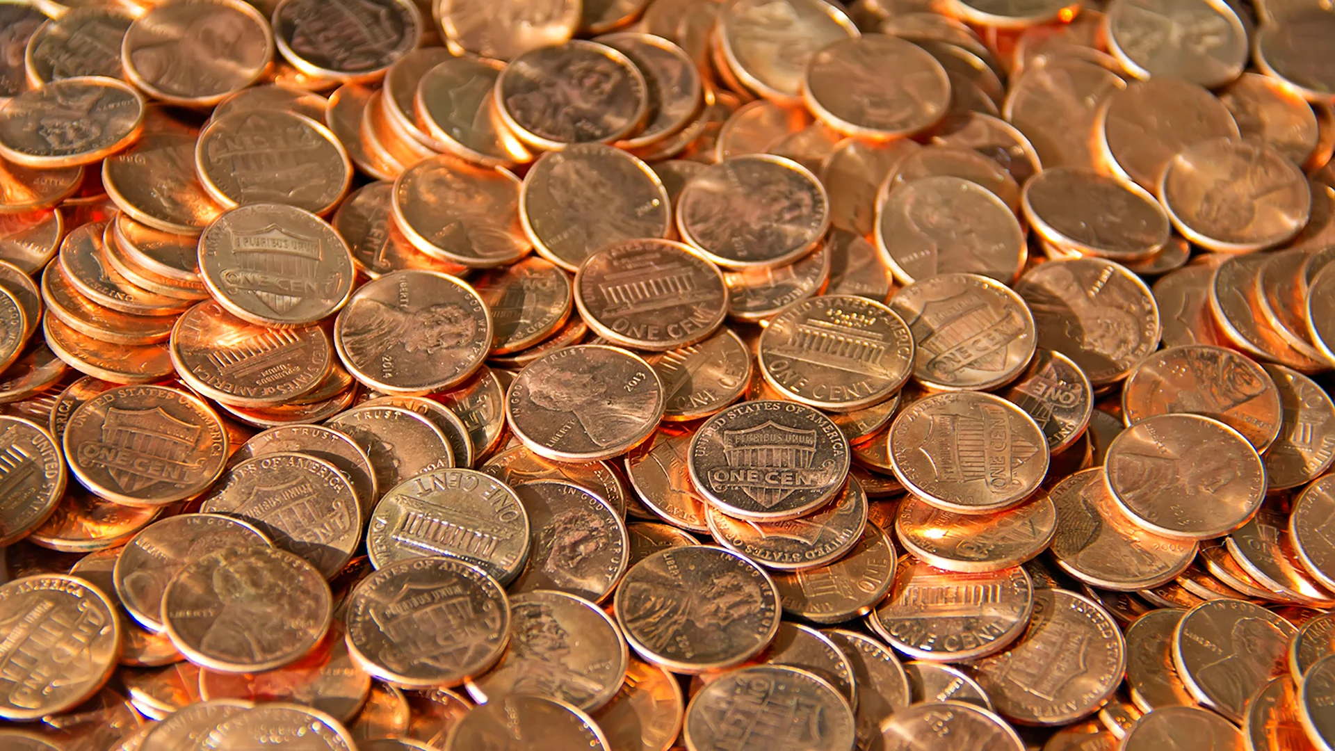 Куча монет 1 цент США