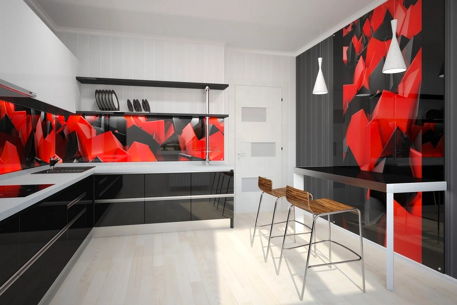Кухня в красно черном стиле