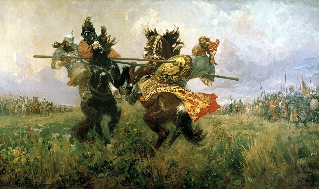 Куликовская битва поединок Пересвета с Челубеем