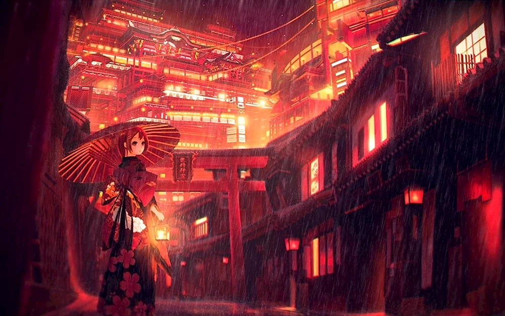 Квартал красных фонарей Япония аниме