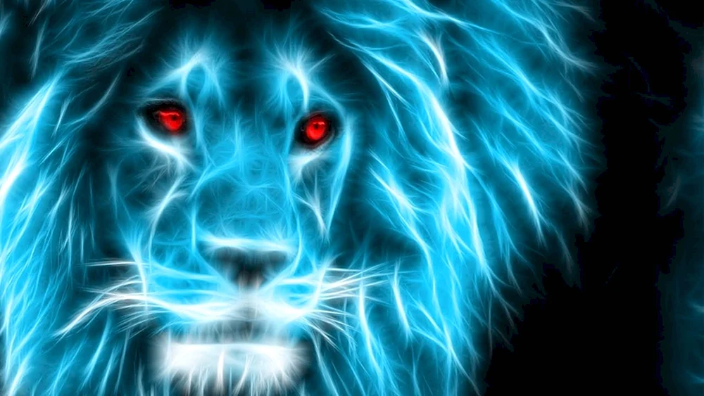 Лев на голубом фоне