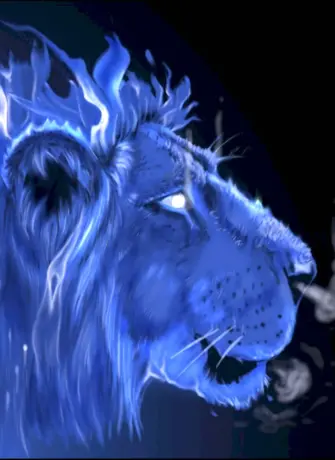 Лев на синем фоне