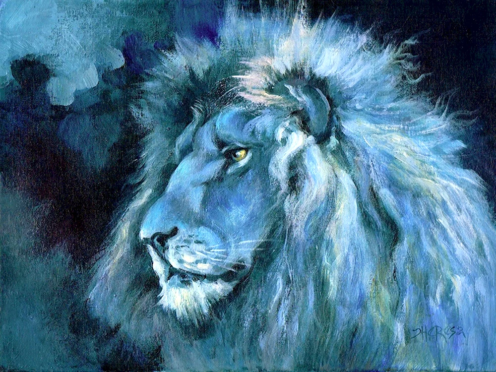 Лев с синей гривой