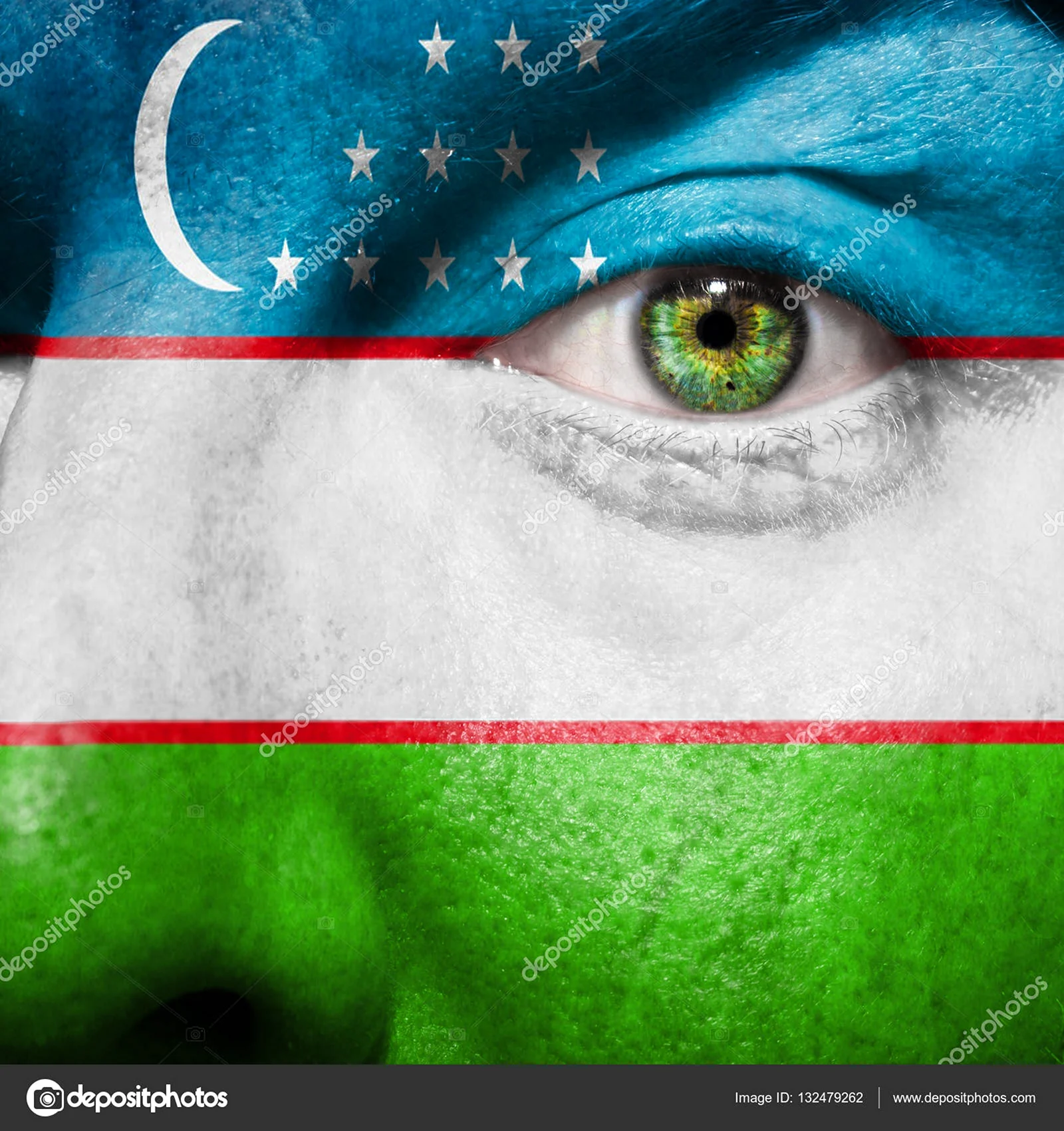 Лицо и узбекский флаг