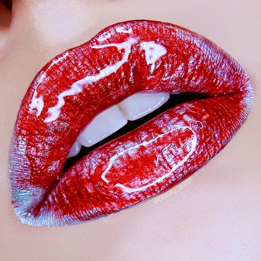 Макияж арт красные губы