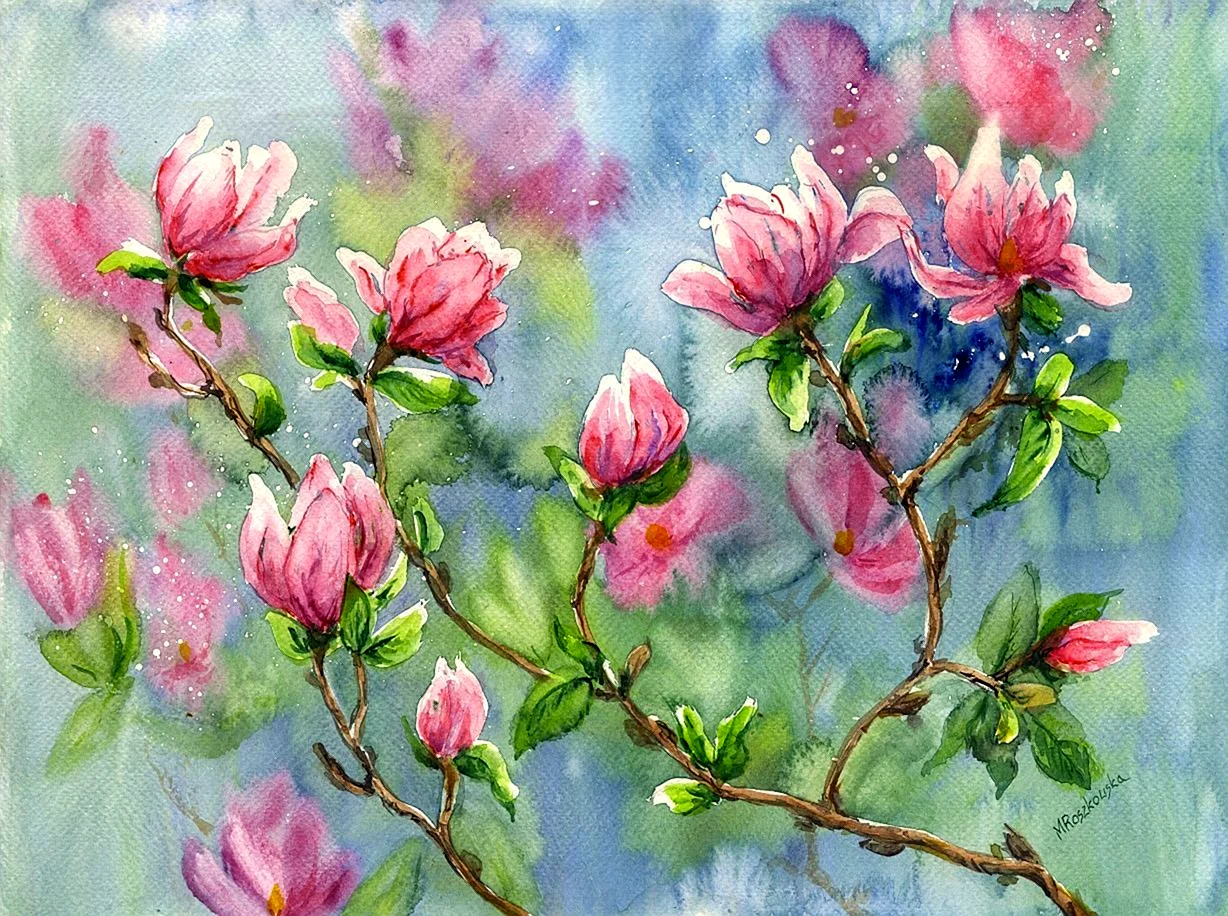 Maria Roszkowska Watercolor акварель цветы