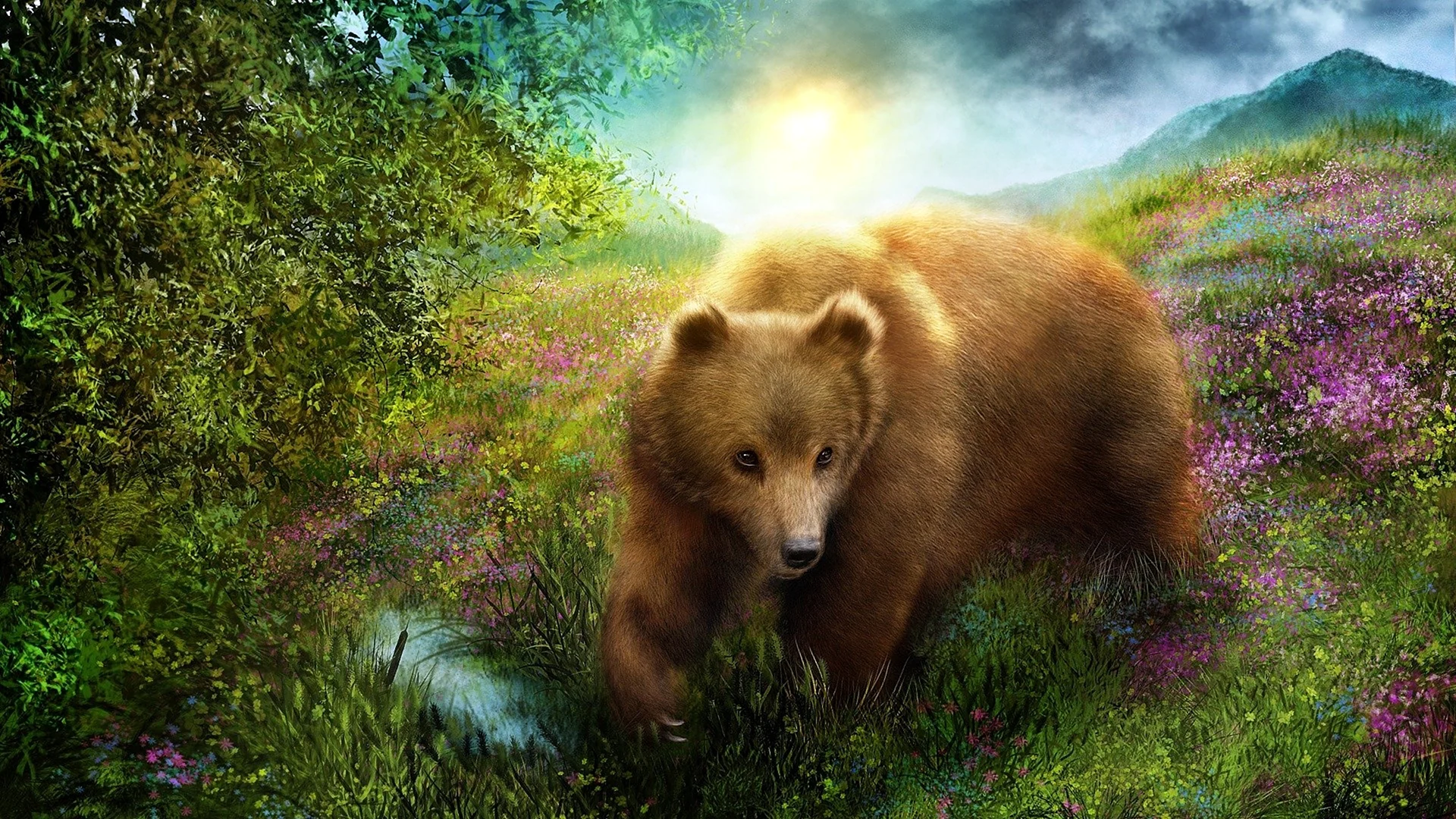 Медведь на фоне природы