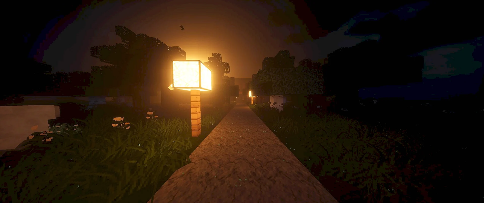 Minecraft деревня ночью