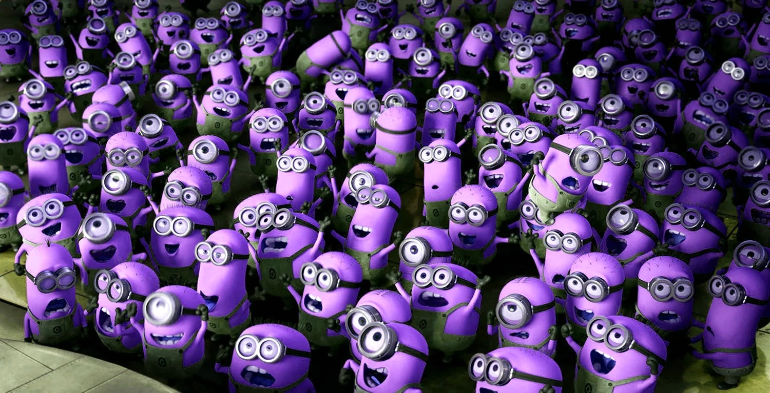Много фиолетовых миньонов